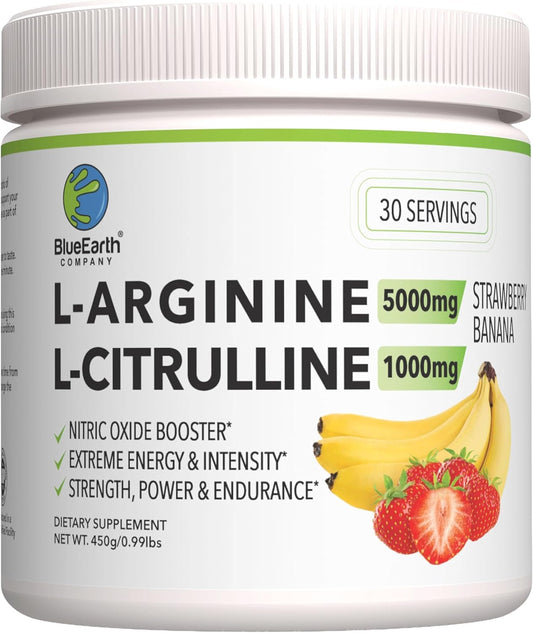 BlueEarth Company, Explosive Pre-Workout Powder, L-Arginine 5000mg + L-Citrulline 1000mg, Nitric Oxide Booster, Creatine Monohydrate + Beta Alanine