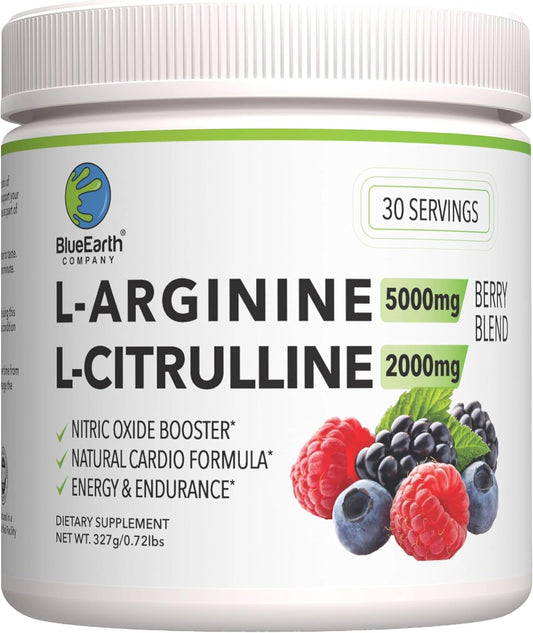 BlueEarth Company, Cardio Health Formula, Nitric Oxide Booster, L-Arginine 5000mg + L-Citrulline 2000mg, Blood Pressure Support, Berry Blend