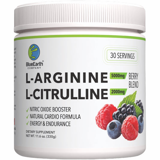 BlueEarth Company, Cardio Health Formula, Nitric Oxide Booster, L-Arginine 5000mg + L-Citrulline 2000mg, Blood Pressure Support, Berry Blend